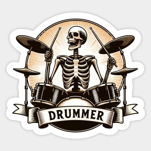 Funny Skeleton Drummer Music Lover Sticker